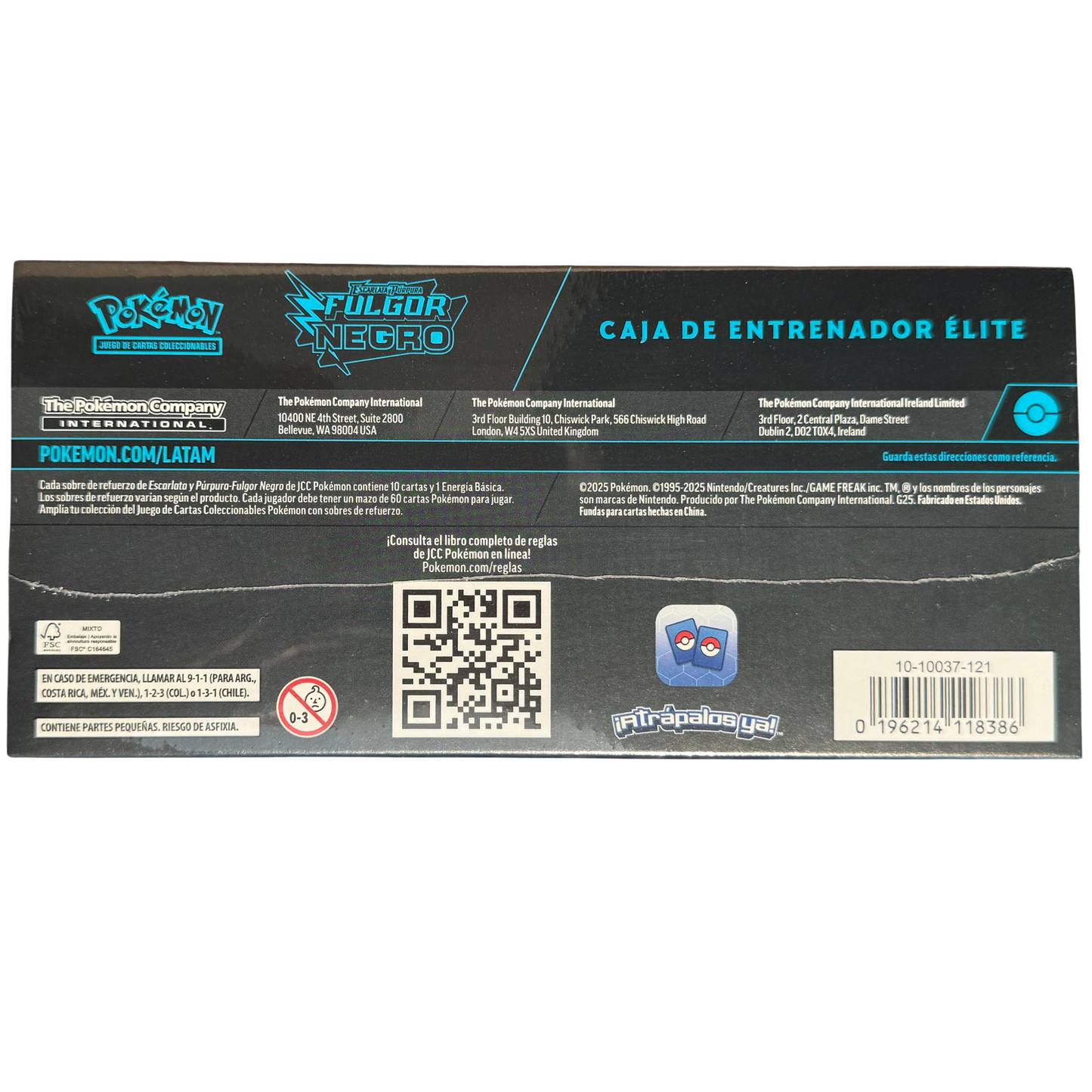 Pokemon TCG Spanish - Fulgor Negro (Black Bolt) Elite Trainer box