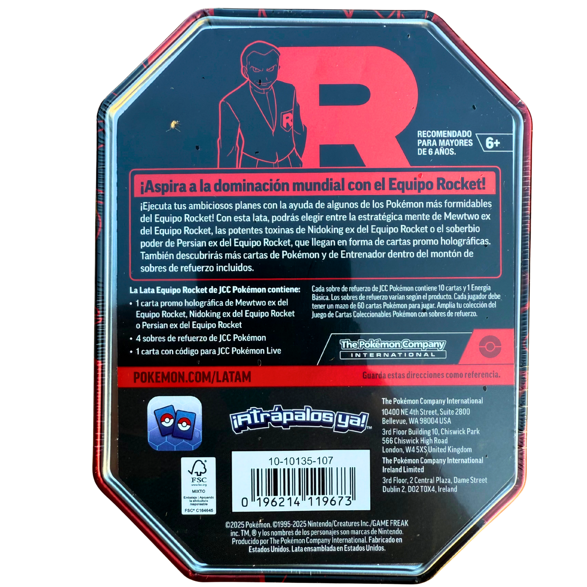 Spanish - Team Rocket Lata (Tin) Set 3 pack